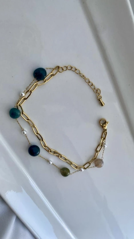Pearl & Gem Chain Bracelet
